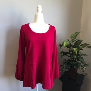 Isaac Mizrahi Live! Peplum Blouse GUC Large